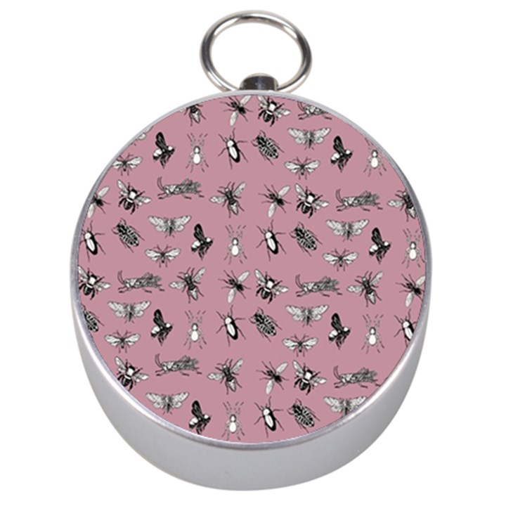 Insects pattern Silver Compasses
