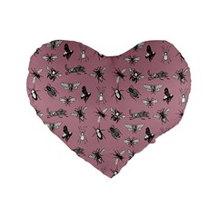 Insects pattern Standard 16  Premium Flano Heart Shape Cushions