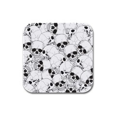 Skull Pattern Rubber Square Coaster (4 Pack) by Valentinaart