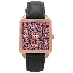 Cells In A Red Space Rose Gold Leather Watch  by DimitriosArt