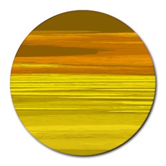 Yellow And Gold Horizontal Stripes - Abstract Art Round Mousepad by KorokStudios