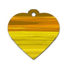 Yellow And Gold Horizontal Stripes - Abstract Art Dog Tag Heart (one Side) by KorokStudios