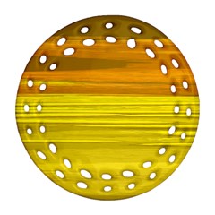 Yellow And Gold Horizontal Stripes - Abstract Art Round Filigree Ornament (two Sides) by KorokStudios