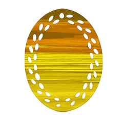 Yellow And Gold Horizontal Stripes - Abstract Art Ornament (oval Filigree) by KorokStudios