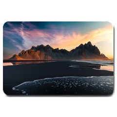 Beach Volcano Ocean Sunset Sunrise Iceland Large Doormat by danenraven