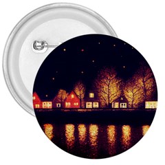 Night Houses River Bokeh Leaves Fall Autumn 3  Buttons by danenraven