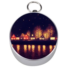 Night Houses River Bokeh Leaves Fall Autumn Silver Compasses by danenraven