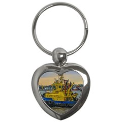 Tugboat Sailing At River, Montevideo, Uruguay Key Chain (heart) by dflcprintsclothing