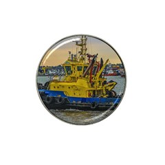 Tugboat Sailing At River, Montevideo, Uruguay Hat Clip Ball Marker by dflcprintsclothing