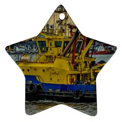 Tugboat Sailing At River, Montevideo, Uruguay Star Ornament (two Sides) by dflcprintsclothing