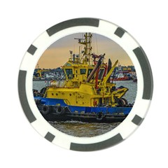 Tugboat Sailing At River, Montevideo, Uruguay Poker Chip Card Guard by dflcprintsclothing