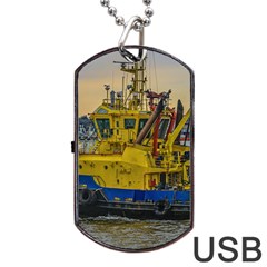 Tugboat Sailing At River, Montevideo, Uruguay Dog Tag Usb Flash (one Side) by dflcprintsclothing