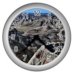 Badlands National Park Nature South Dakota Geology Wall Clock (silver) by danenraven