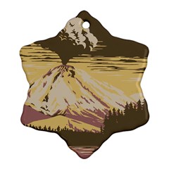 Boom Eruption Forest Mountain News Scary Volcano Ornament (snowflake) by danenraven