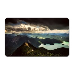 Mountains Sky Clouds Sunset Peak Overlook River Magnet (Rectangular)