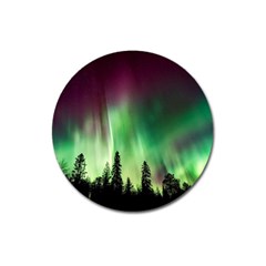 Aurora Borealis Northern Lights Forest Trees Woods Magnet 3  (Round)