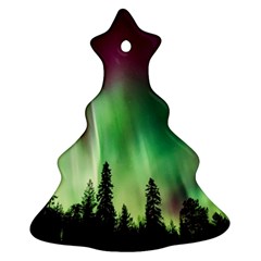 Aurora Borealis Northern Lights Forest Trees Woods Christmas Tree Ornament (Two Sides)