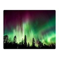 Aurora Borealis Northern Lights Forest Trees Woods Double Sided Flano Blanket (Mini) 