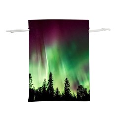 Aurora Borealis Northern Lights Forest Trees Woods Lightweight Drawstring Pouch (M)