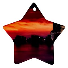 New York City Urban Skyline Harbor Bay Reflections Star Ornament (two Sides) by danenraven