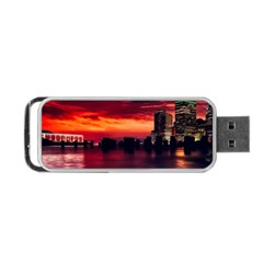 New York City Urban Skyline Harbor Bay Reflections Portable Usb Flash (two Sides) by danenraven