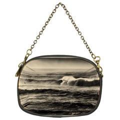 Sea Ocean Waves Sunset Sunrise Rough Seas Nature Black White Chain Purse (two Sides) by danenraven