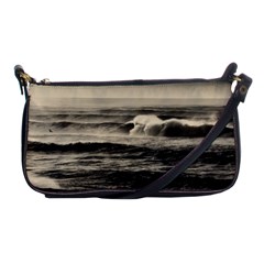 Sea Ocean Waves Sunset Sunrise Rough Seas Nature Black White Shoulder Clutch Bag by danenraven