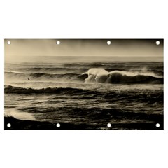 Sea Ocean Waves Sunset Sunrise Rough Seas Nature Black White Banner And Sign 7  X 4 