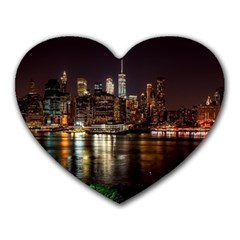 New York City Panorama Urban Hudson River Water Heart Mousepad by danenraven