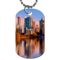 Vancouver Canada Sea Ocean Reflections Skyline Dog Tag (two Sides) by danenraven