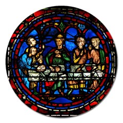 Window Stained Glass Chartres Cathedral Magnet 5  (round) by danenraven