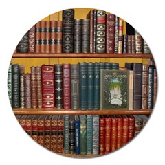 Books Library Bookshelf Bookshop Vintage Antique Magnet 5  (round) by danenraven