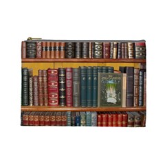 Books Library Bookshelf Bookshop Vintage Antique Cosmetic Bag (large) by danenraven