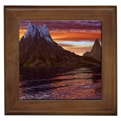 Sunset Island Tropical Sea Ocean Water Travel Framed Tile by danenraven