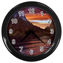 Sunset Island Tropical Sea Ocean Water Travel Wall Clock (black) by danenraven