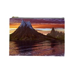 Sunset Island Tropical Sea Ocean Water Travel Cosmetic Bag (large) by danenraven