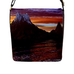 Sunset Island Tropical Sea Ocean Water Travel Flap Closure Messenger Bag (l) by danenraven