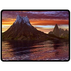 Sunset Island Tropical Sea Ocean Water Travel Double Sided Fleece Blanket (large)  by danenraven