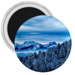 Winter Forest Mountain Snow Nature Alpine Trees 3  Magnets by danenraven