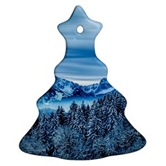 Winter Forest Mountain Snow Nature Alpine Trees Christmas Tree Ornament (two Sides) by danenraven