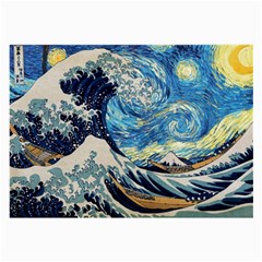 The Great Wave Of Kanagawa Painting Starry Night Vincent Van Gogh Large Glasses Cloth by danenraven