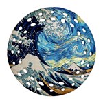 The Great Wave Of Kanagawa Painting Starry Night Vincent Van Gogh Ornament (Round Filigree) Front