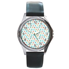 X Mas Texture Pack 2 Round Metal Watch by artworkshop