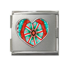 Christmas Kaleidoscope Mega Link Heart Italian Charm (18mm) by artworkshop