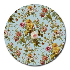 Flowers Vintage Floral Round Mousepad by artworkshop