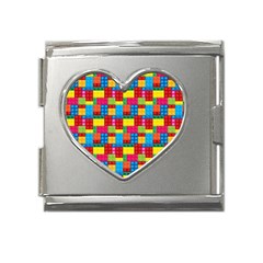 Lego Background Mega Link Heart Italian Charm (18mm) by artworkshop