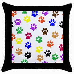 Pawprints Throw Pillow Case (black)