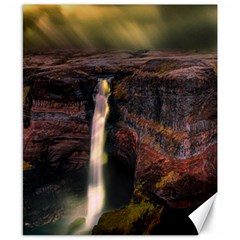 Waterfall Cascade Mountains Cliffs Northern Lights Canvas 8  X 10  by danenraven