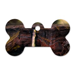 Waterfall Cascade Mountains Cliffs Northern Lights Dog Tag Bone (one Side) by danenraven