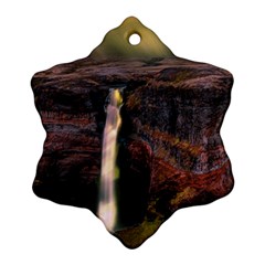 Waterfall Cascade Mountains Cliffs Northern Lights Snowflake Ornament (two Sides) by danenraven